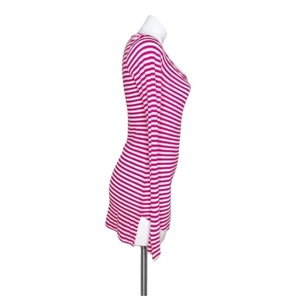 BCBGMAXAZRIA Pink & White Striped Long Sleeve Top - Picture 2 of 5